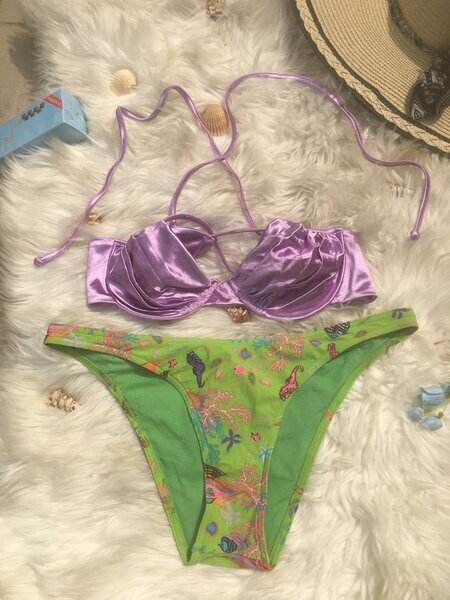 Maillot de bain violet/vert
