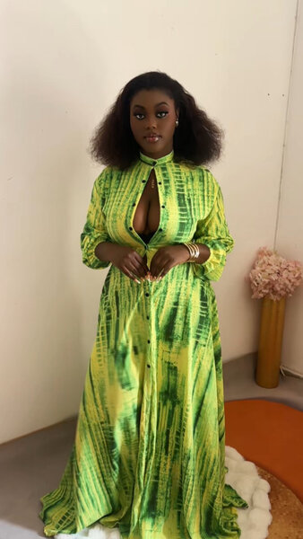 Robe longue vert néon