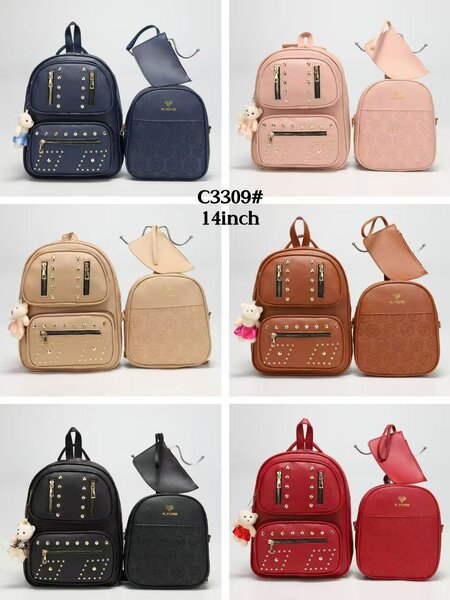 Ladies leather jungle bag with teddy bear