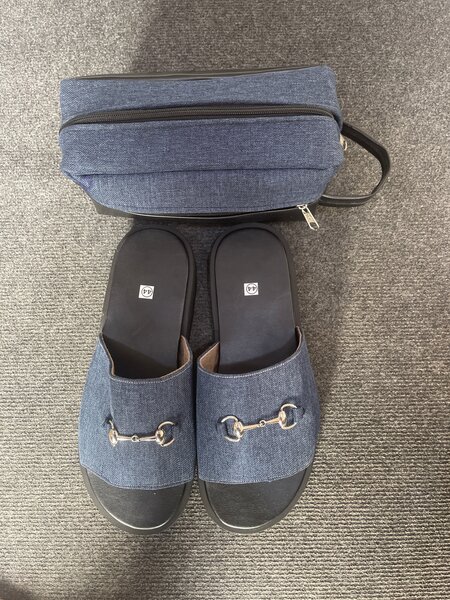 Set de mules en jean et cuir