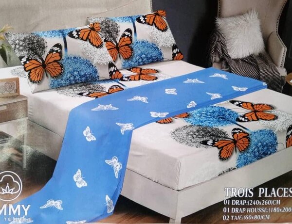 1 Drap housse 1 couverture 2 taies d'oreillés