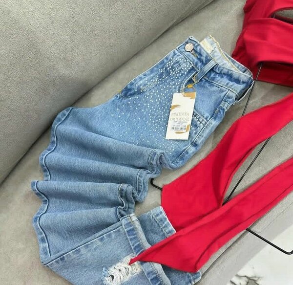 Ensemble Top Rouge et Jean