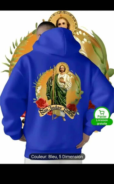 Hoodie Saint Patron Bleu