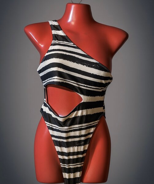 Maillot de bain asymétrique zébré