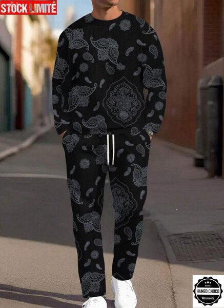 Survêtement motifs paisley noir