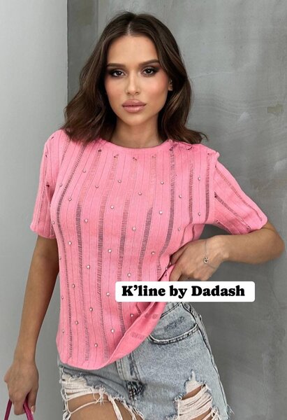 T-shirt à perles rose