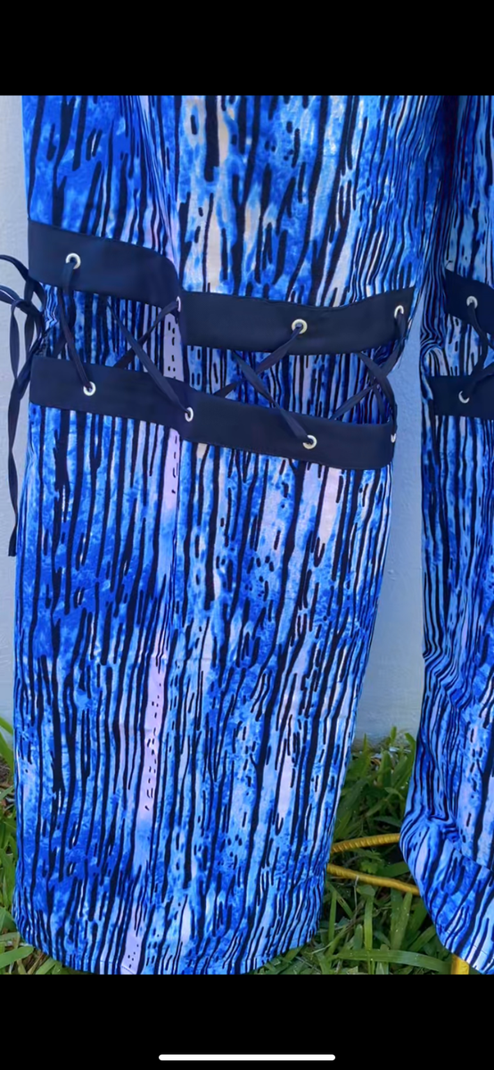 Pantalon bleu à lacets élégants