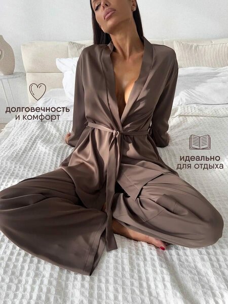 Шелковая Кимоно со штанами