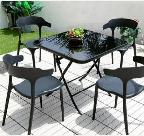 Ensemble table et 4 chaises noir