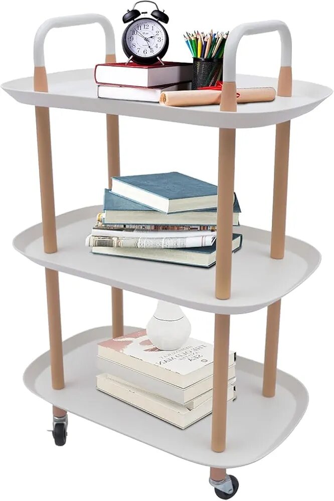 Chariot de Rangement 3 Niveaux en Bois