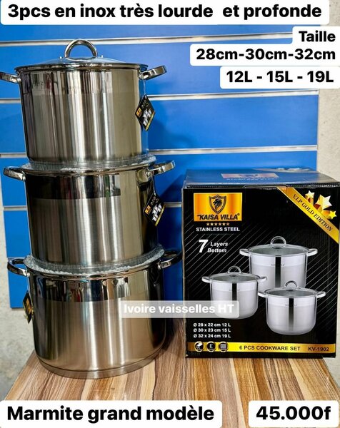 Batterie de Cuisine Inox 3pcs