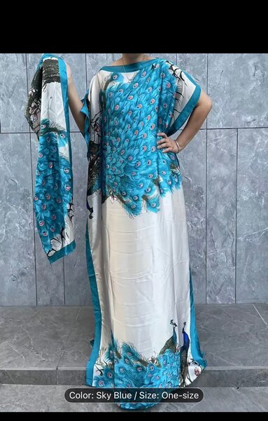 Women's Beach Kaftan with Peacock Design