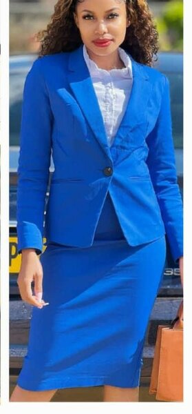 Office jacket and skirt below knee, blue