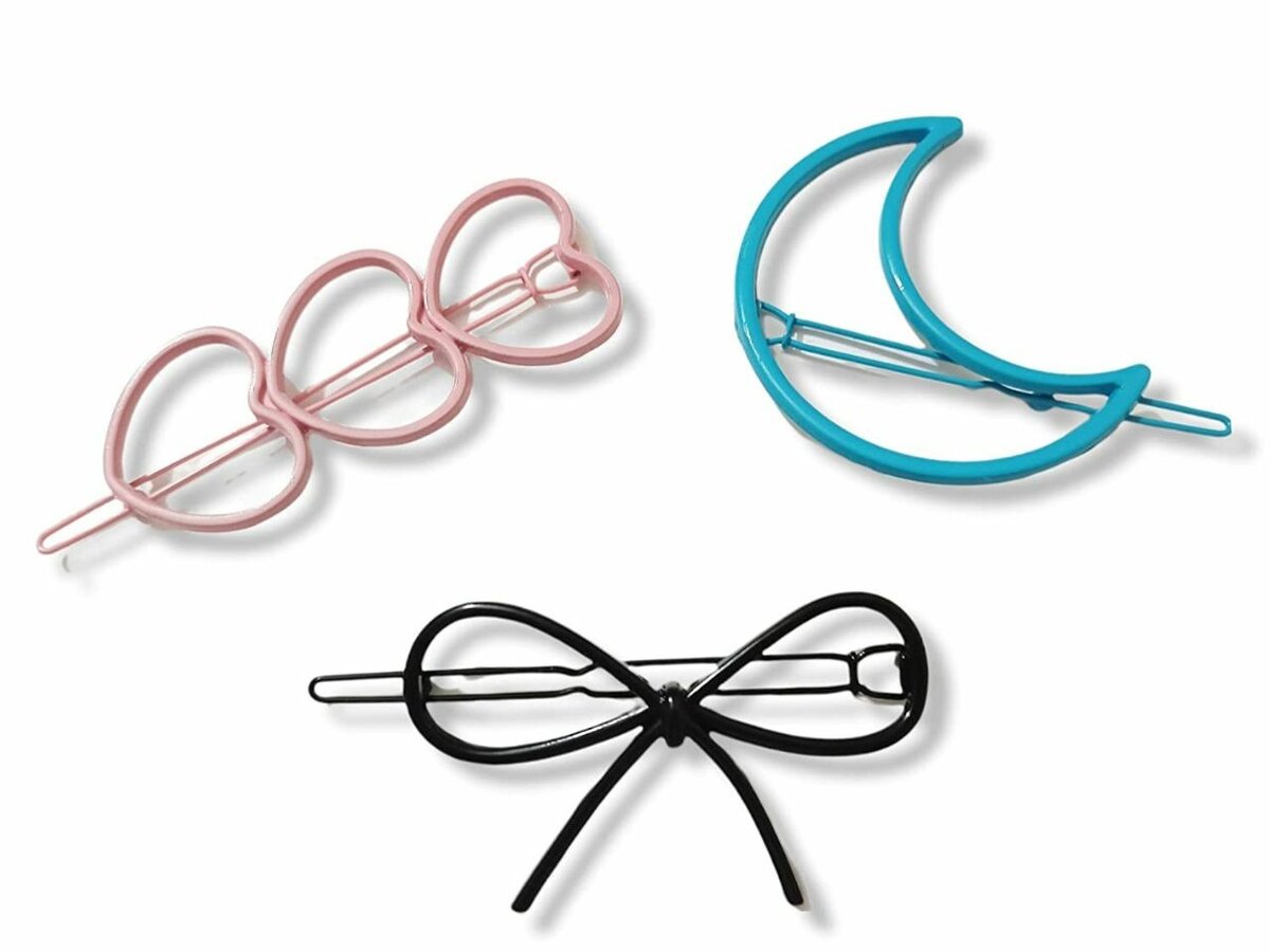 Pack of 2 colourful metal hair clips