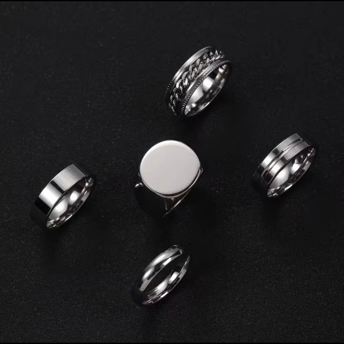 Lot de 5 Bagues en Acier
