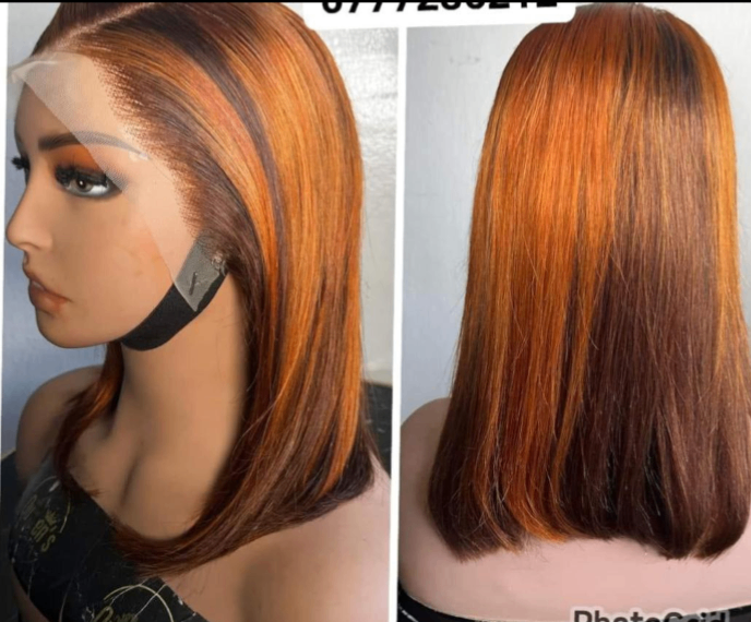 Perruque synthétique droite ombrée