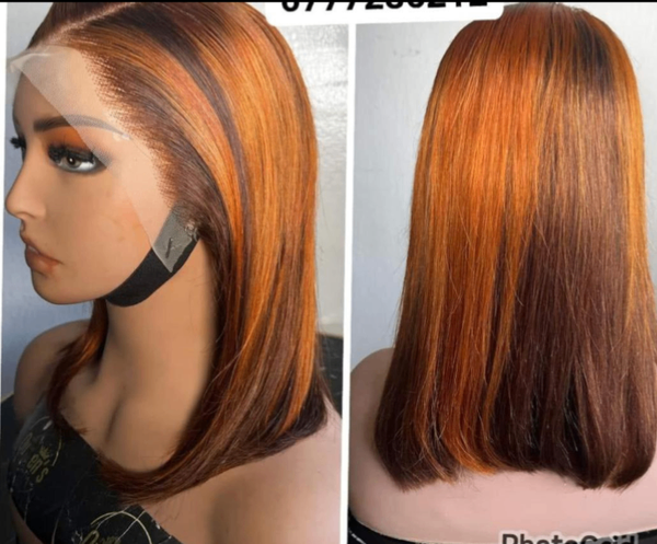 Perruque synthétique droite ombrée