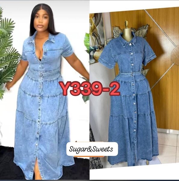 Robe en jean à manches courtes