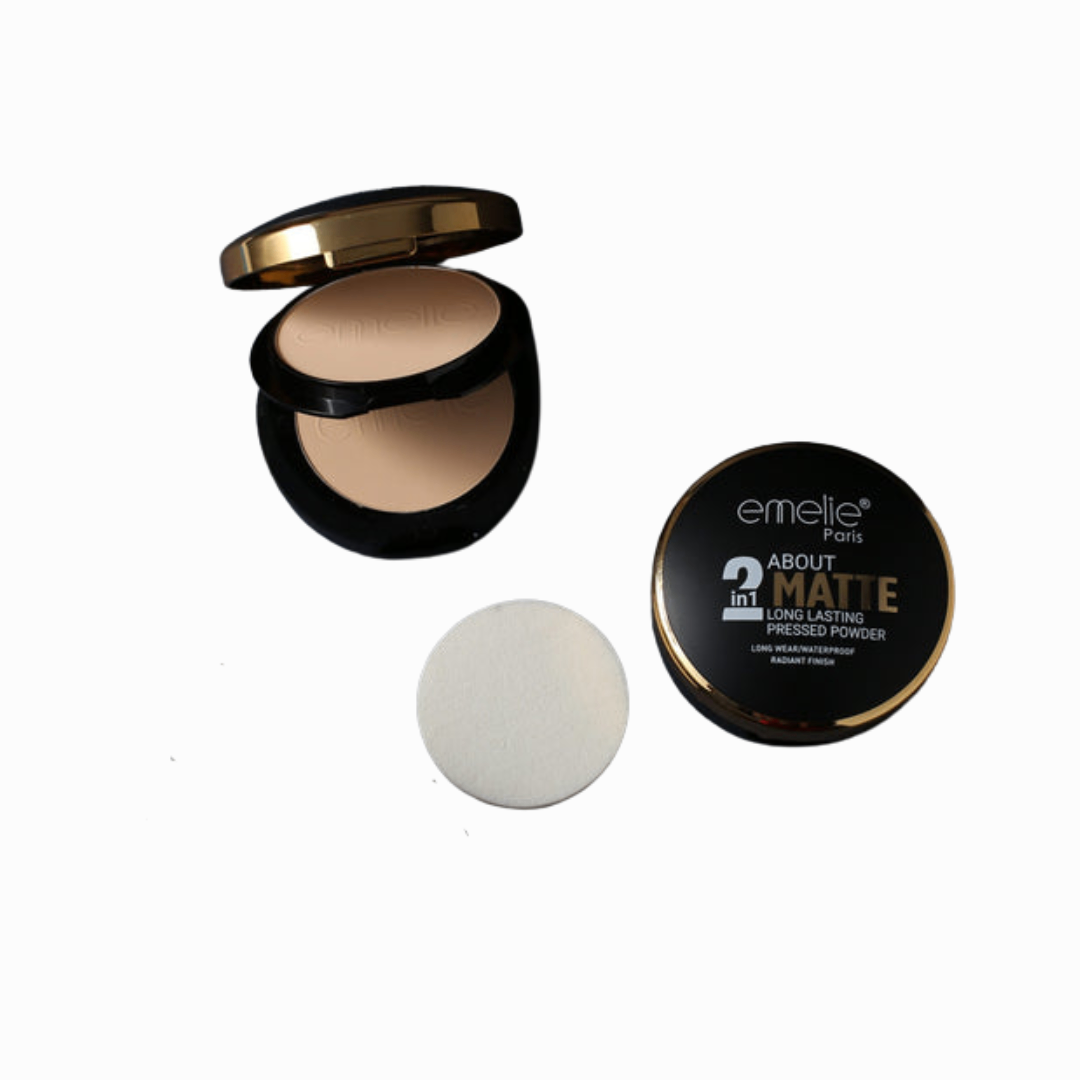 ABOUT 2 in 1 Matte Long Lasting Pressed Powder Emelie Paris