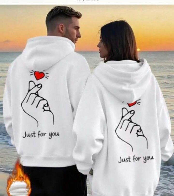 Sweat à capuche couple amour en coton