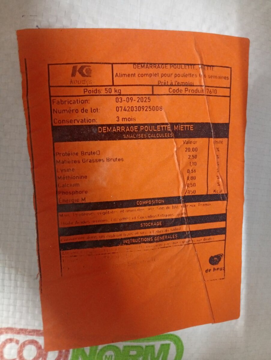 Démarrage poulette sac 50kg