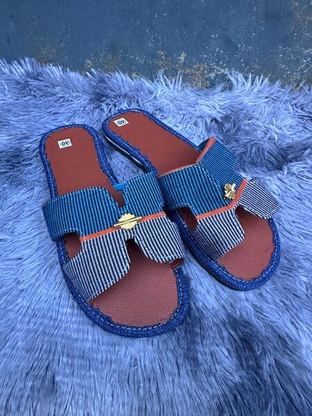 Chaussons en tissu rayé unisexe