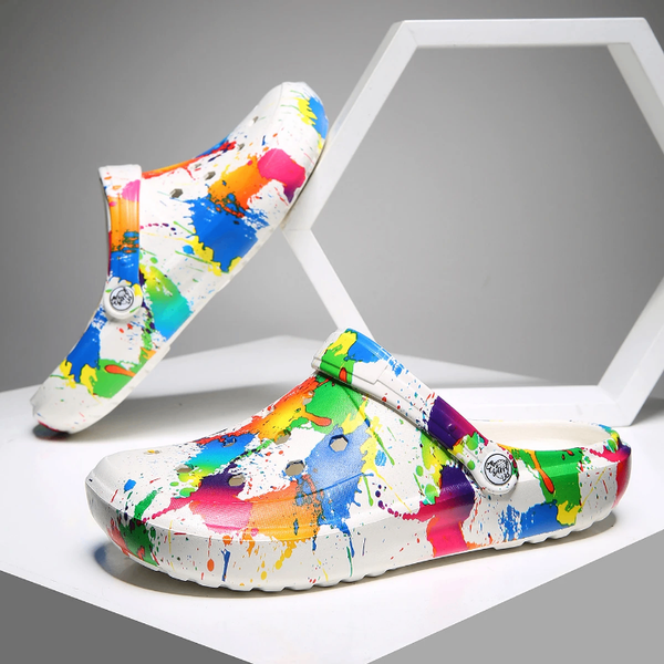 Chaussures Crocs peintes multicolores