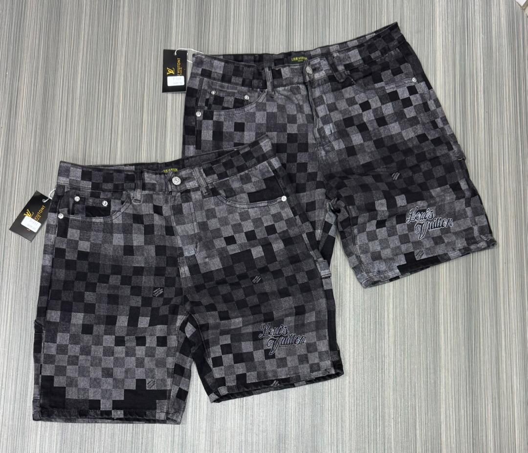 Shorts en denim pixelisés