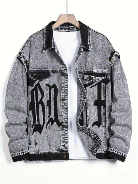 Veste en jean grise homme