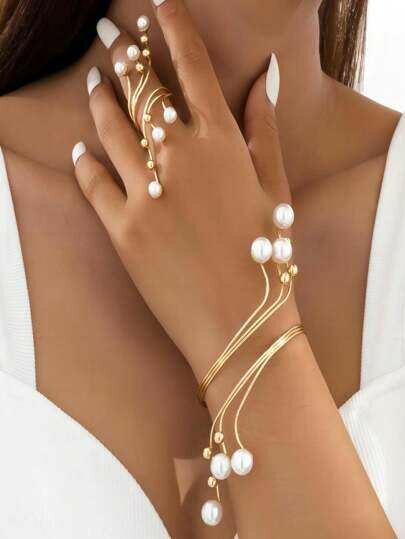 Bracelet et Bague perlé