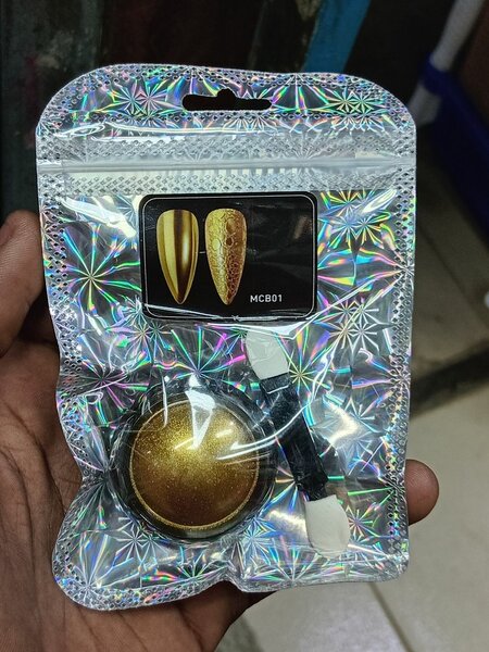 Poudre Chrome Doré Ongles
