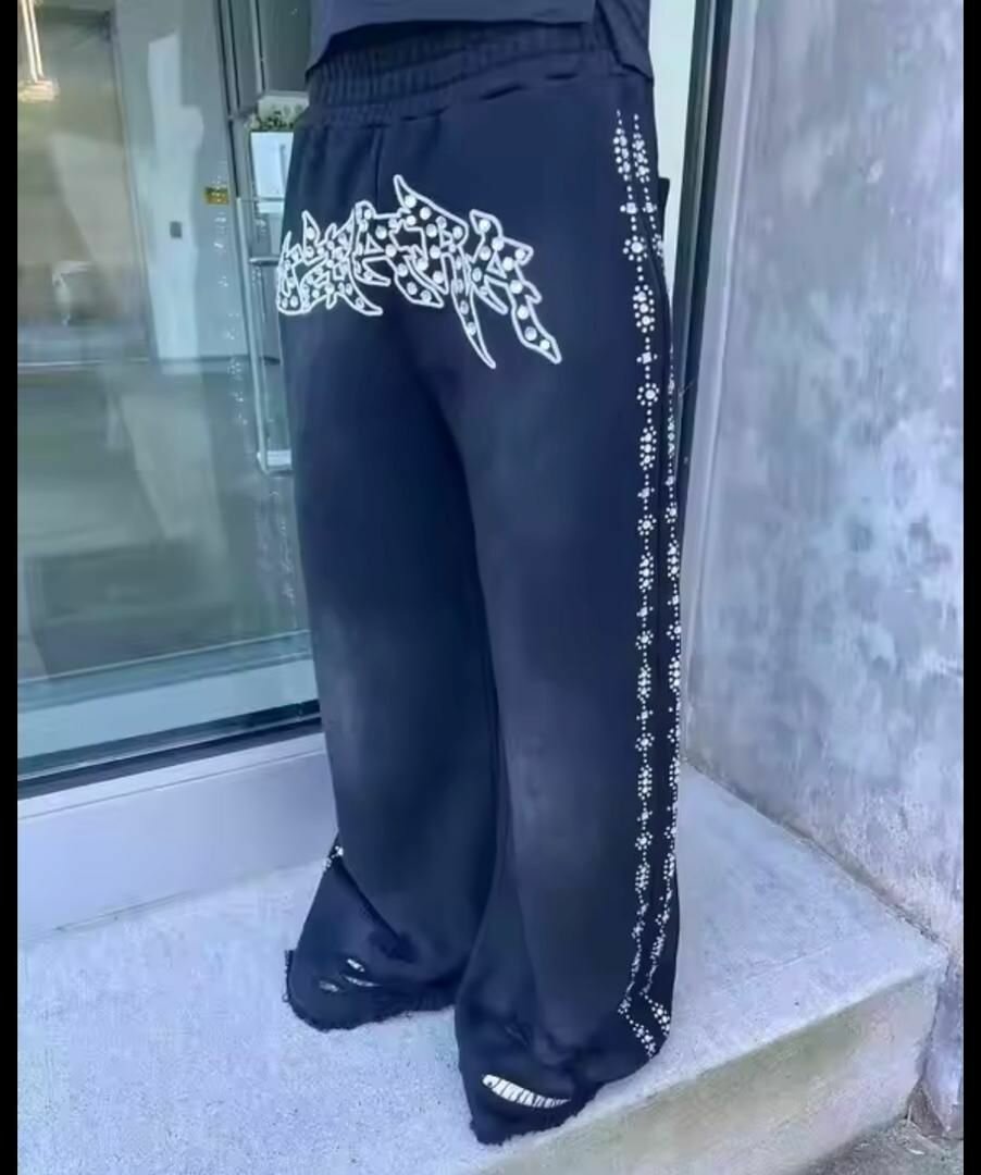 Pantalon ample unisexe brodé