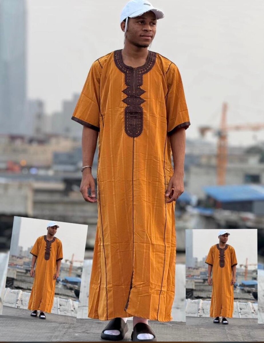 Caftan homme africain vert et orange