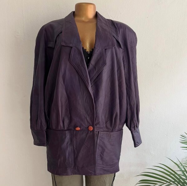Purple leather blazer
