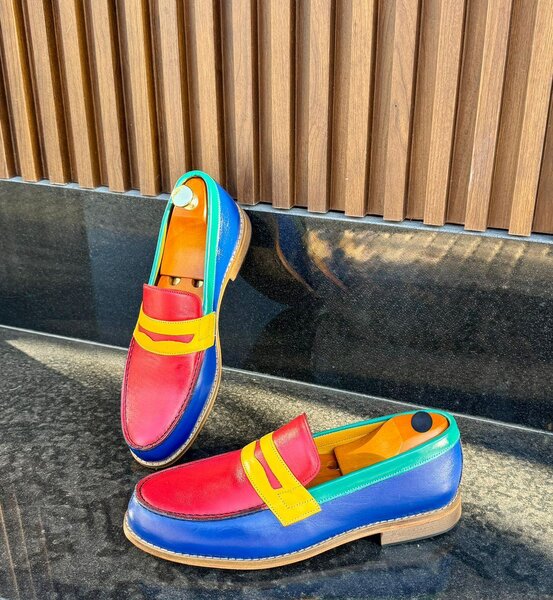 Mocassins colorés en cuir