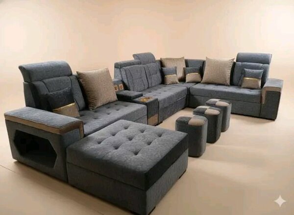 Canapé modulable en tissu gris