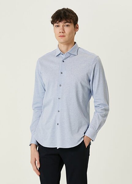Long sleeves blue shirt for men