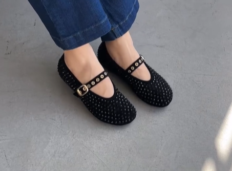 Балетки черные с блестками