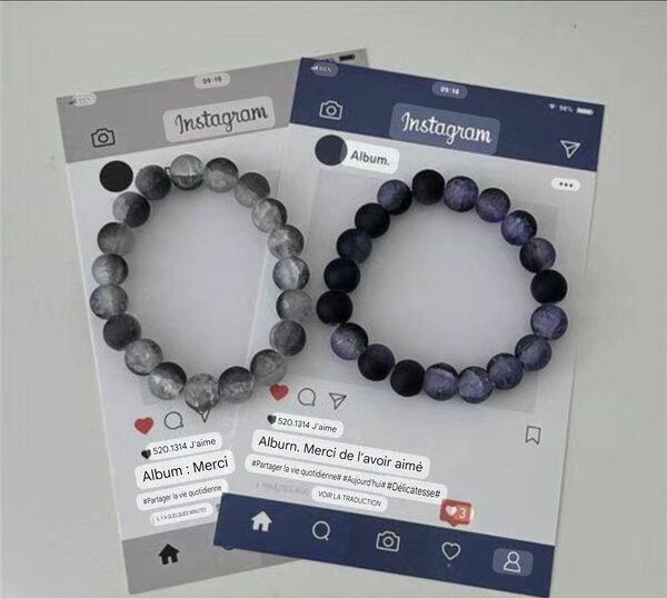 2 Bracelet mat givré couple