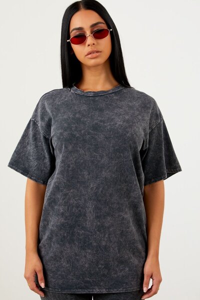 T-shirt oversize noir délavé