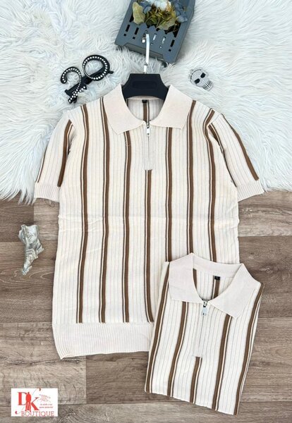 Polo en tricot rayé élégant
