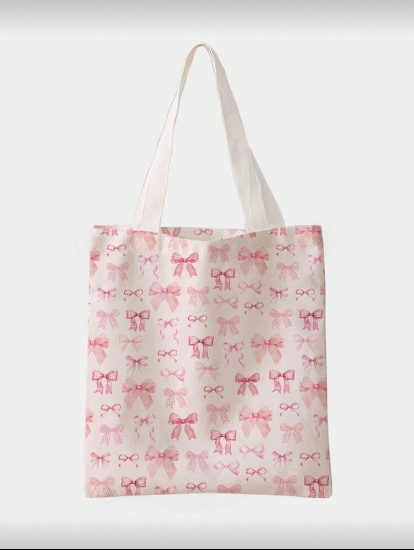 Sac cabas motif nœuds roses