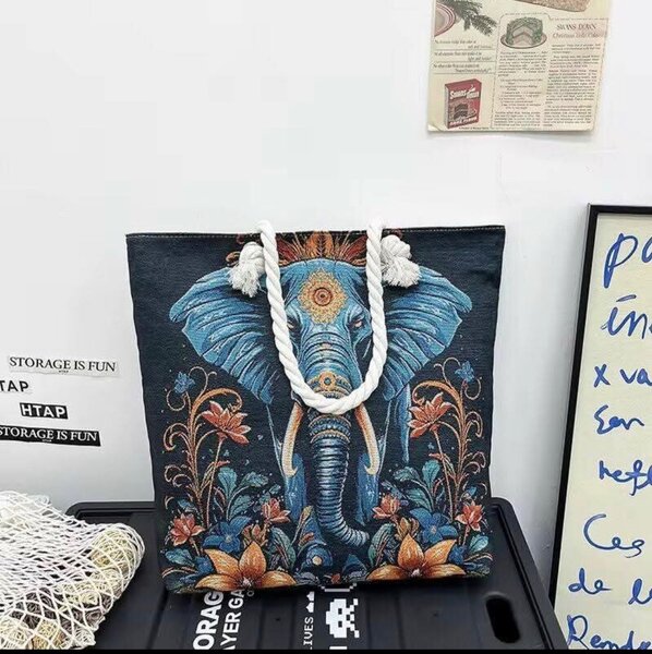 Sac en toile motif éléphant