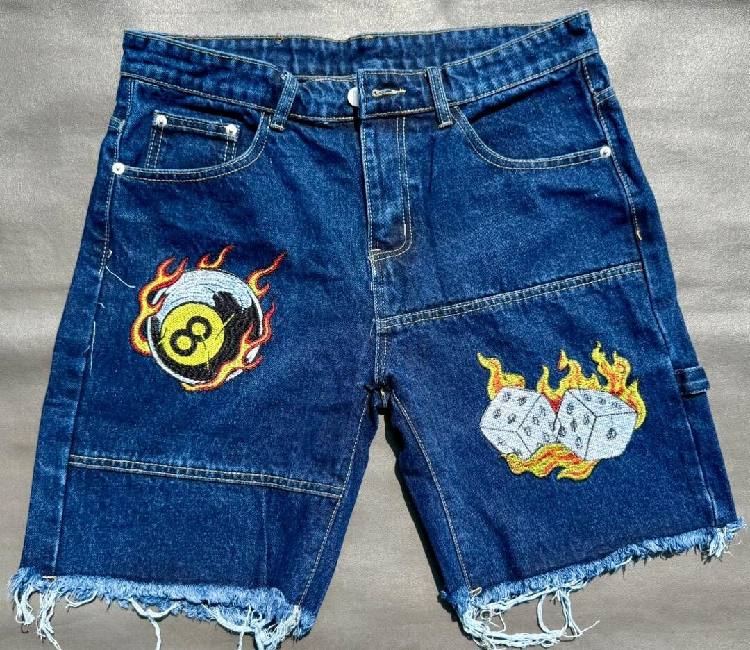 Shorts en jean vintage brodés