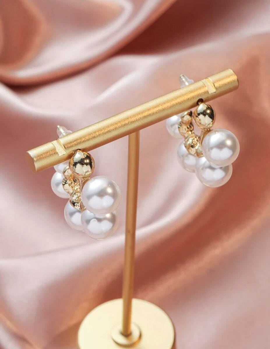 Faux Pearl Hoop Earrings