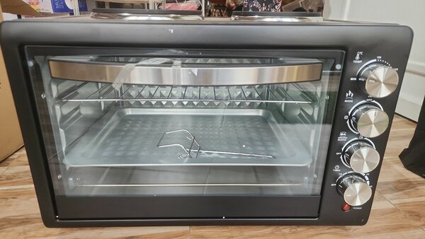 Electric oven with burner