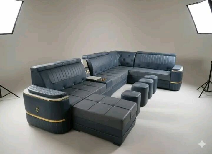 Canapé modulable en tissu gris