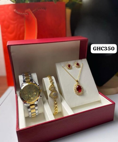 Bracelet+ Wrist Watch And Chain Combo