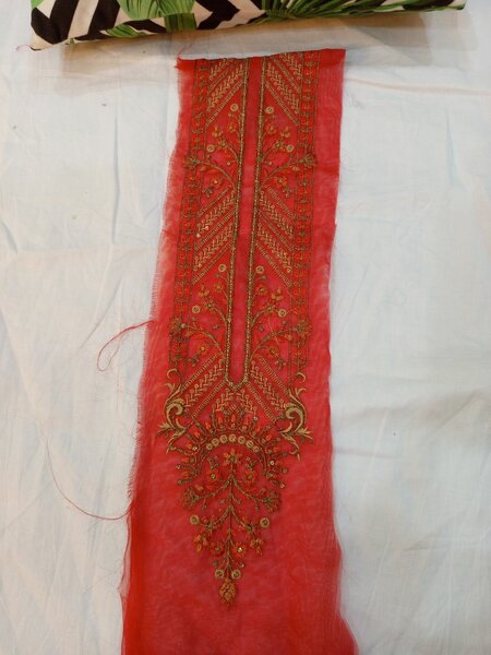 Fancy red golden neckline