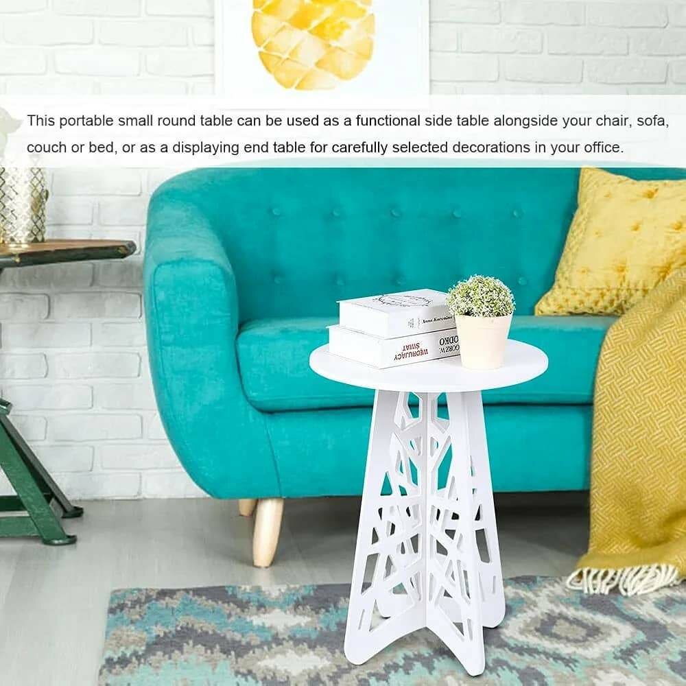 Table d' appoint ronde légère - petite table basse blanche